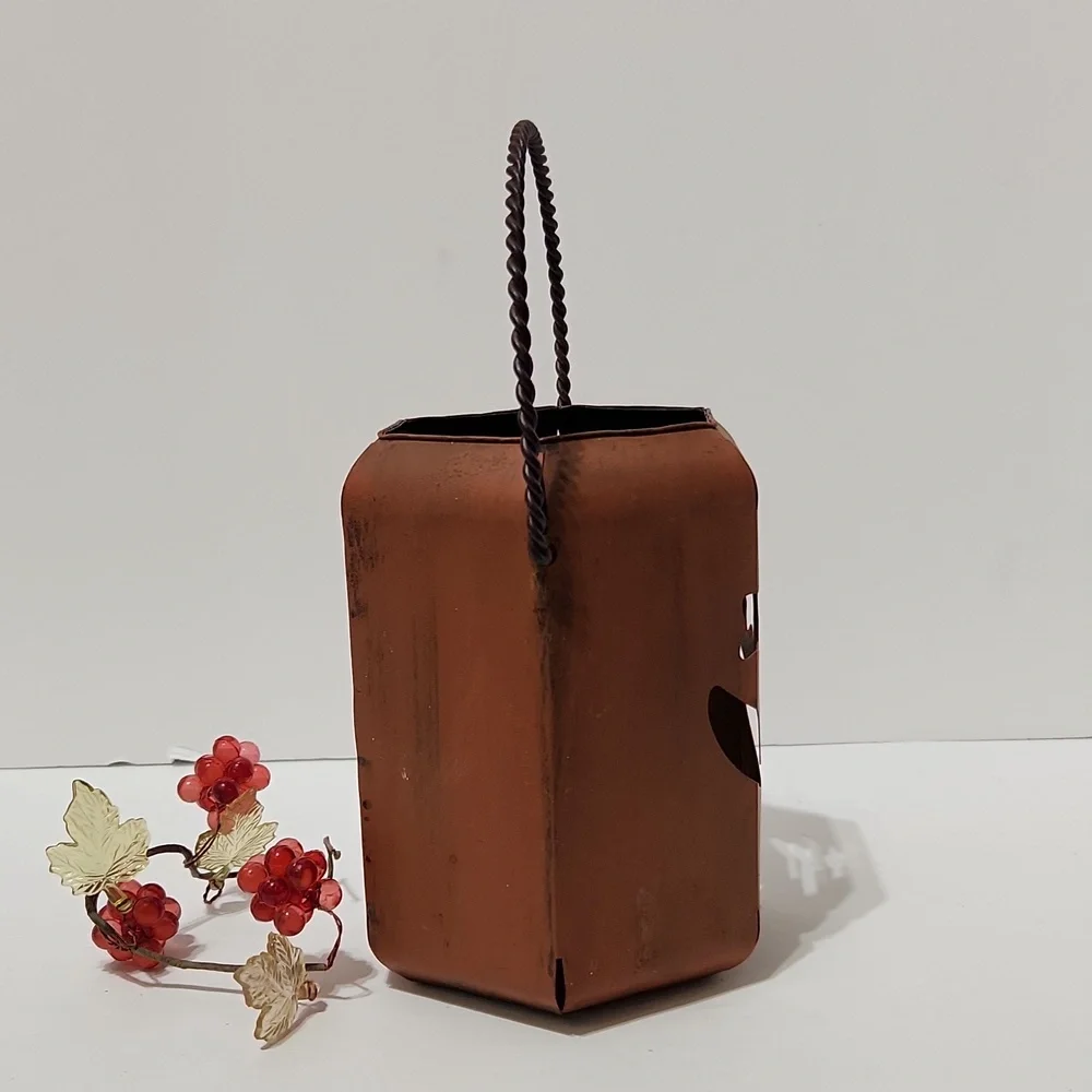 Vintage Rustic Tin Jack-o-Lantern Candle Tea Light Holder